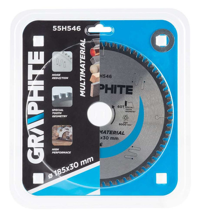 Tarcza pilarska do drewna i metalu widiowa Graphite 185x30 mm 60 zębów 55H546