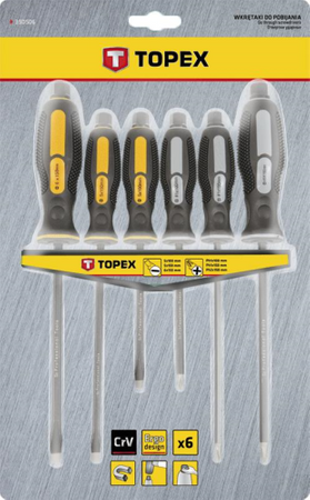 Zestaw wkrętaków do pobijania ze stali CrV 6 sztuk Topex 39D506