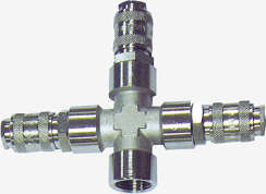 Rozgałęźnik potrójny metalowy pneumatyczny z gwintem wewnętrznym 3/8" z trzema szybkozłączkami