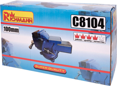 Imadło ślusarskie obrotowe żeliwne o długości szczęk 100 mm Corona