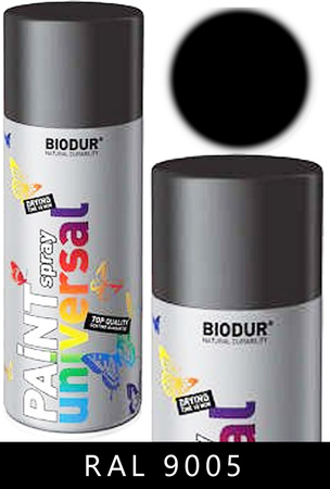 Farba emalia alkidowa czarna matowa do drewna, metalu, betonu i gipsu RAL 9005 BIODUR 400 ml