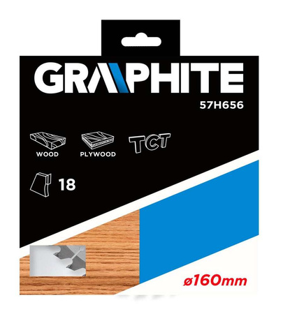 Tarcza pilarska do drewna widiowa Graphite 160x30 mm 18 zębów 57H656