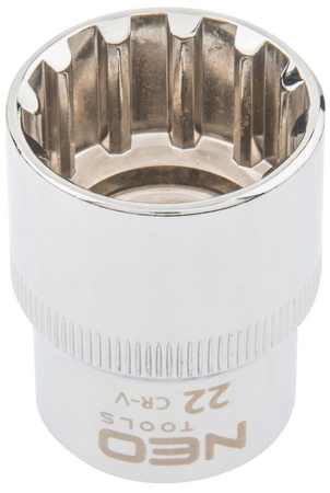 Nasadka Spline ze stali CrV o rozmiarze 1/2" 22 mm Neo 08-594