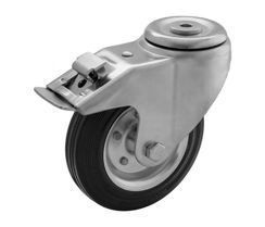 Koło obrotowe skrętne z hamulcem na otwór o średnicy 160 mm stalowo-gumowe Rader KJE-SG 160W-HC