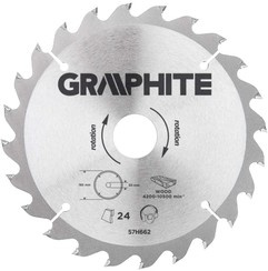 Tarcza pilarska do drewna widiowa Graphite 185x30 mm 24 zęby 57H662