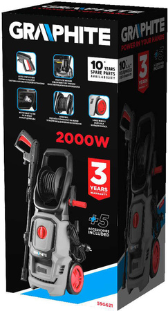 Myjka ciśnieniowa sieciowa o mocy 2000 W i ciśnieniu 150 bar Graphite 59G621
