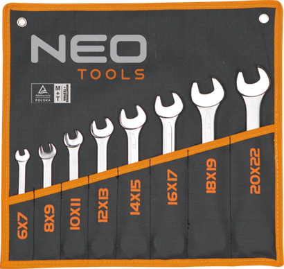 Zestaw kluczy płaskich o rozmiarach 6 - 22 mm 8 elementów Neo 09-851