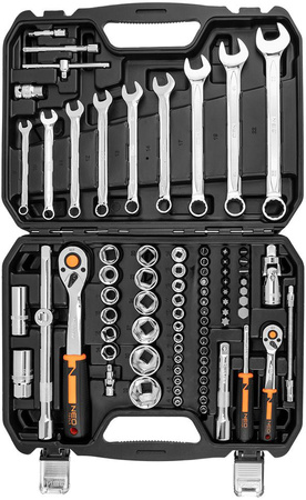 Zestaw kluczy nasadowych 1/2", 1/4" 82 elementów Neo 10-059