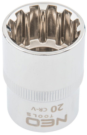 Nasadka Spline ze stali CrV o rozmiarze 1/2" 20 mm Neo 08-592