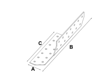 Łącznik budowlany krokwiowy lewy ciesielski ŁK1 o wymiarach 40 x 170 x 100 mm