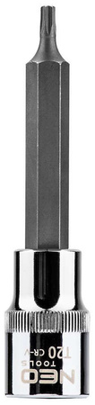 Końcówka Torx na nasadce ze stali CrV S2 o rozmiarze 1/2" T20 x 100 mm Neo 08-760
