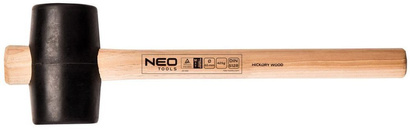 Młotek gumowy z trzonkiem z drewna hikorowego o wadze 425 g i średnicą obucha 65 mm Neo 25-052
