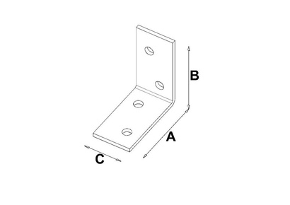 Łącznik budowlany kątowy ciesielski KM0 o wymiarach 40 x 40 x 25 mm