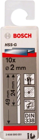 Wiertło kręte szlifowane do metalu HSS Bosch 2x49 mm 10 sztuk