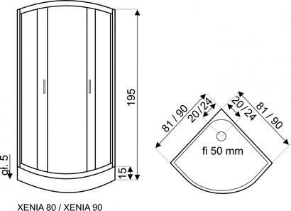 Kabina natryskowa Xenia Duo 90 z brodzikiem