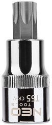 Końcówka Torx na nasadce ze stali CrV S2 o rozmiarze 1/2", T55 x 55 mm Neo 08-757