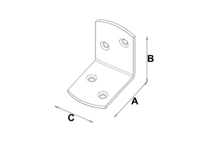 Łącznik budowlany kątowy ciesielski KO1 o wymiarach 40 x 40 x 30 mm