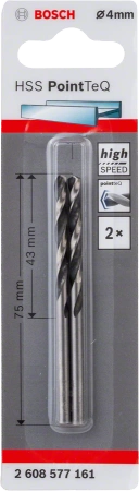 Wiertło kręte do metalu HSS POINTTEQ Bosch 4x75 mm 2 sztuki