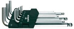 Zestaw kluczy sześciokątnych długich ze stali CrV o rozmiarze 1.5 - 10 mm 9 sztuk Topex 35D957