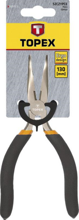 Szczypce precyzyjne wydłużone wygięte ze stali hartowanej o długości 130 mm Topex 32D723