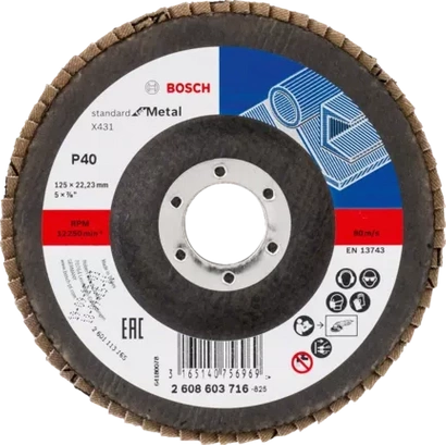 Tarcza listkowa do metalu prosta STANDARD FOR METAL Bosch 125x22,23 mm P40