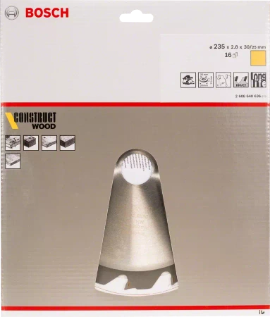 Tarcza pilarska do drewna CONSTRUCT WOOD Bosch 235x30/25 mm 16 zębów
