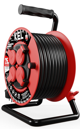 Przedłużacz elektryczny bębnowy warsztatowy o długości 25 m KEL PB-PRO/S/25M/3X2,5/H05RR-F