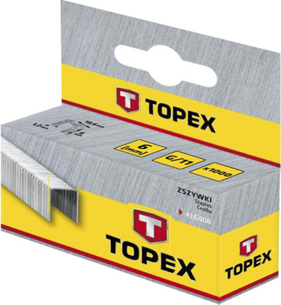 Zszywki tapicerskie typ G o długości 6 mm 1000 sztuk Topex 41E406