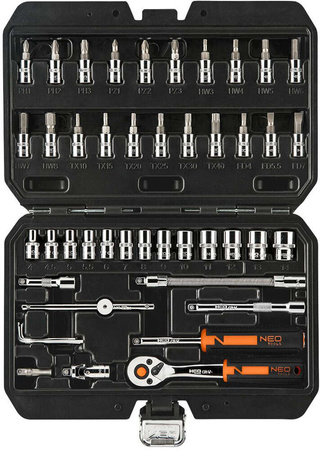 Zestaw kluczy nasadowych 1/4" 46 elementów Neo 10-004