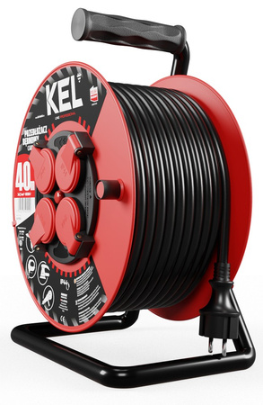 Przedłużacz elektryczny bębnowy warsztatowy o długości 40 m KEL PB-PRO/D/40M/3X2,5/H05RR-F
