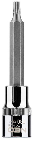 Końcówka Torx na nasadce ze stali CrV S2 o rozmiarze 1/2", T30 x 100 mm Neo 08-763