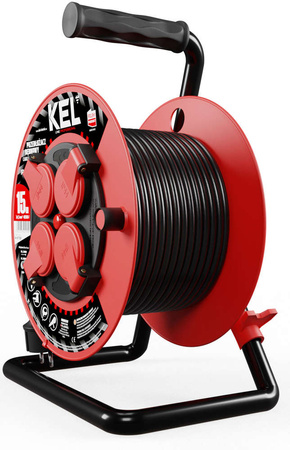 Przedłużacz elektryczny bębnowy warsztatowy o długości 15 m KEL PB-PRO/S/15M/3X1,5/H05RR-F