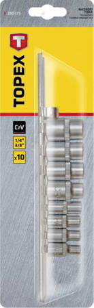 Zestaw nasadek krótkich z łbem Torx 1/4", 3/8" Topex 39D375