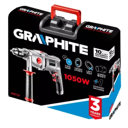 Wiertarka udarowa dwubiegowa 1050W z uchwyt kluczykowym Graphite