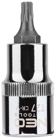 Końcówka Torx na nasadce ze stali CrV S2 o rozmiarze 1/2", T27 x 55 mm Neo 08-752