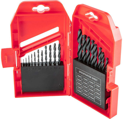 Wiertła do metalu HSS, 1.0-10.0 mm, zestaw 19 szt.