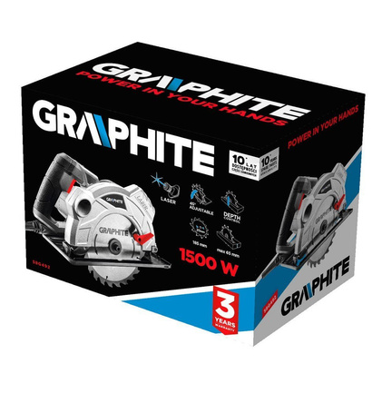 Pilarka tarczowa sieciowa o mocy 1500 W + tarcza 185 x 20 mm Graphite 58G492