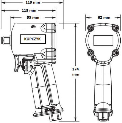 Klucz udarowy pneumatyczny Kupczyk 1/2 MINI 1000Nm