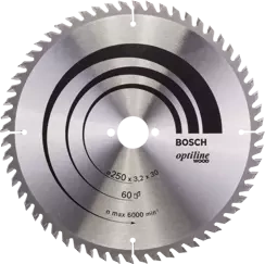 Tarcza pilarska do drewna OPTILINE WOOD Bosch 250x30 mm 60 zębów
