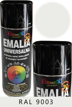 Farba emalia ftalowa uniwersalna biała matowa do drewna, metalu, betonu i plastiku RAL 9003 EUROCOLOR 400 ml