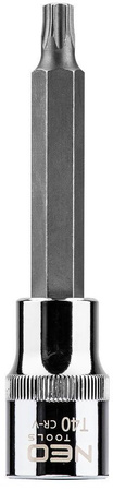 Końcówka Torx na nasadce ze stali CrV S2 o rozmiarze 1/2", T40 x 100 mm Neo 08-764