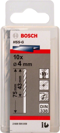 Wiertło kręte szlifowane do metalu HSS Bosch 4x75 mm 10 sztuk