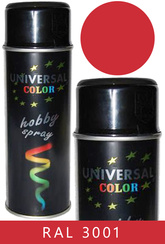 UniversalColor czerwony sygn. Połysk spray 400ml farba uniwersalna RAL 3001