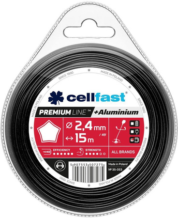 Żyłka tnąca do kosy gwiazdka PREMIUM LINE Cellfast 2,4 mm x 15 m 35-053
