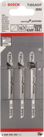 Brzeszczot do wyrzynarki do drewna SPECIAL FOR LAMINATE Bosch T 101 AOF 3 sztuki