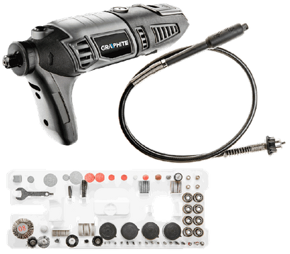 GRAPHITE MINISZLIFIERKA 170W, OBROTY 8000-35000 MIN-1, W WALIZCE Z GIĘTKIM WAŁKIEM I AKCESORIAMI 190 SZT