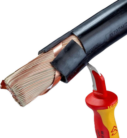 Nóż do ściągania izolacji ze stopką prowadzącą Knipex 180 mm