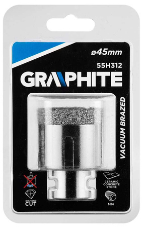 Otwornica diamentowa do kamienia, gresu, płytek, szkła, asfaltu, cegły i betonu 45 mm Graphite 55H312