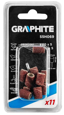Taśma szlifierska o średnicy 6.3 mm i gradacji K60, K120 Graphite kpl. 10 sztuk + trzpień