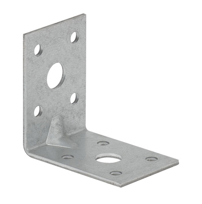 Łącznik budowlany kątowy ciesielski z przetłoczeniem KP8 o wymiarach 50 x 50 x 35 mm